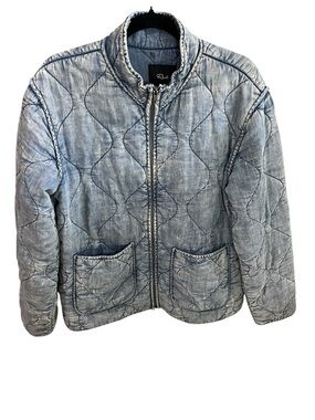 Rails Denver Quilted Jacket Med Wash Cloud Wash Full Zip Blue Fade Size Medium